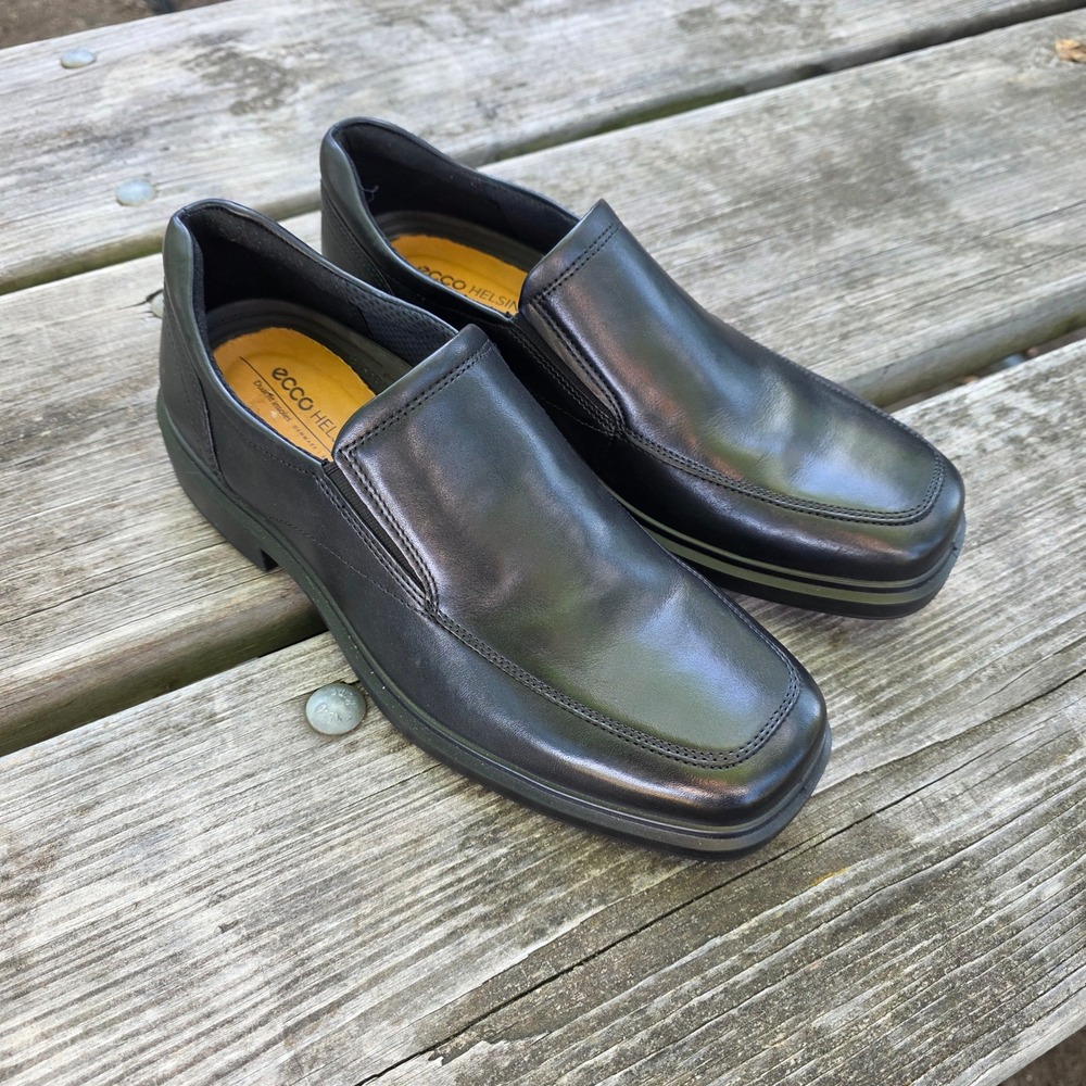 Ecco Helsinki 2 Leather Loafers EU Size 41 US 7.5 Black Slip On Dress Shoes EUC